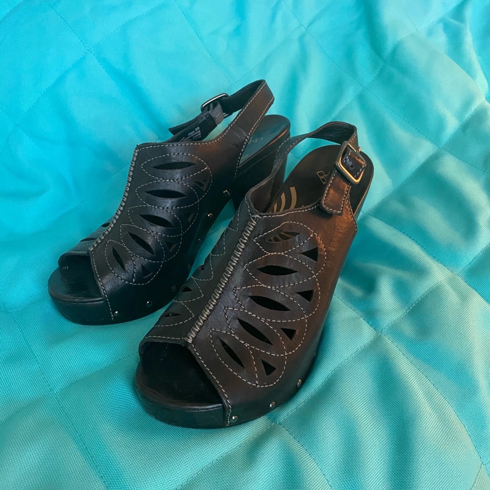 Dansko Rowena Slingback Peep Sandals Black 39/US 9